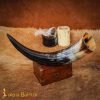 Genuine Drinking Horn with Hand-Carved Aegishjalmur / Helm of Awe Motif