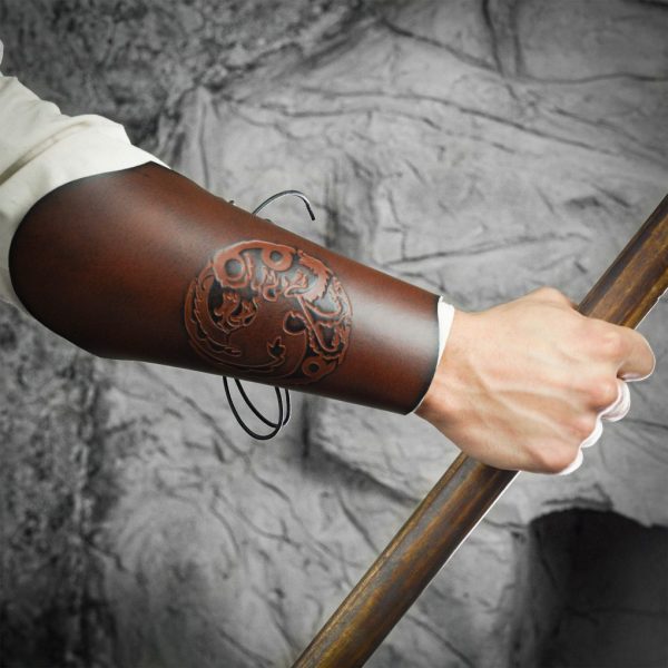 Three Headed Dragon Design Genuine Leather Bracers