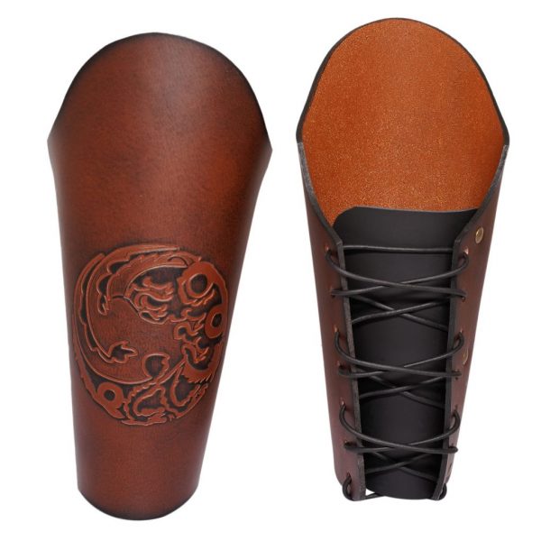 Three Headed Dragon Design Genuine Leather Bracers