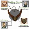 Princely Leather Neckband with Antique Brass Mount