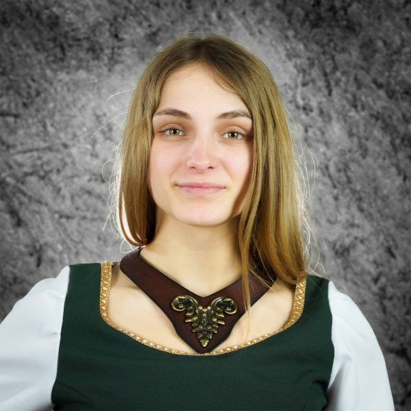 Princely Leather Neckband with Antique Brass Mount