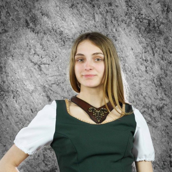 Princely Leather Neckband with Antique Brass Mount
