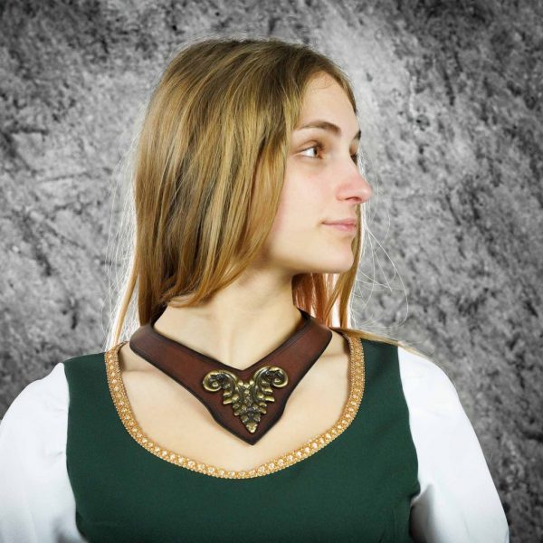 Princely Leather Neckband with Antique Brass Mount