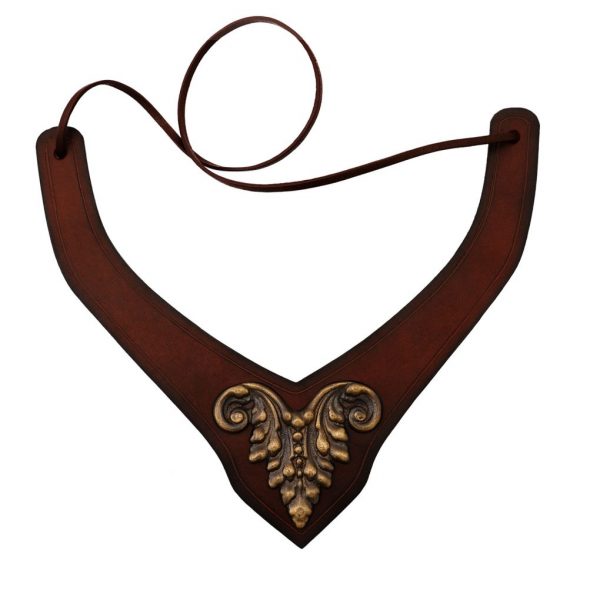 Princely Leather Neckband with Antique Brass Mount