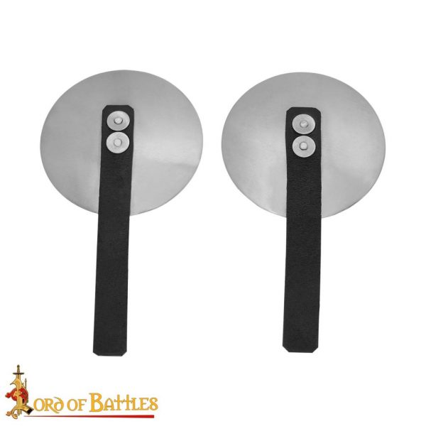 Medieval Steel Rondels with Leather Straps 16 gauge