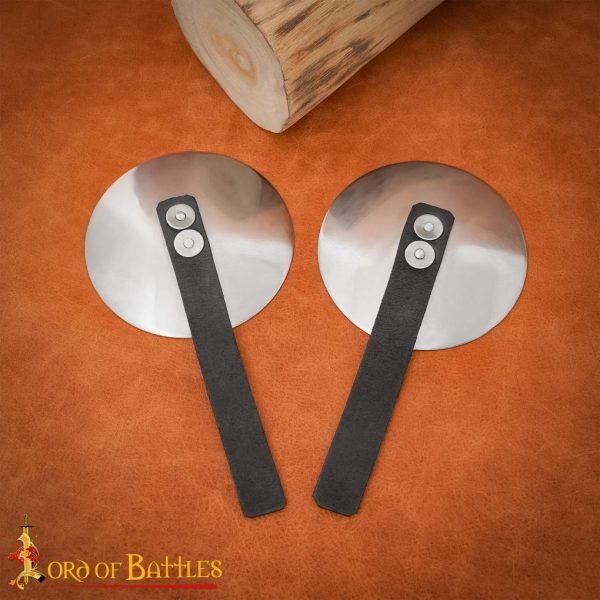 Medieval Steel Rondels with Leather Straps 16 gauge