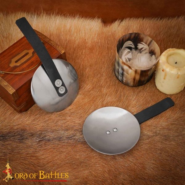 Medieval Steel Rondels with Leather Straps 16 gauge