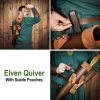 Handcrafted Genuine Leather Quiver with Suede Pouches for Arrowheads