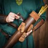 Handcrafted Genuine Leather Quiver with Suede Pouches for Arrowheads