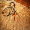 The Holy Cross Wooden Pendant with Genuine Leather Cord