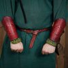 Warrior of the Realm Genuine Leather Bracers with Viking Valknut Symbol