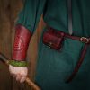 Warrior of the Realm Genuine Leather Bracers with Viking Valknut Symbol