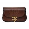 Medieval Fantasy Genuine Leather Belt Bag with Embossed Celtic Cross Design