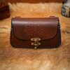 Medieval Fantasy Genuine Leather Belt Bag with Embossed Celtic Cross Design