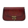 Medieval Fantasy Genuine Leather Belt Bag with Embossed Celtic Cross Design