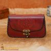 Medieval Fantasy Genuine Leather Belt Bag with Embossed Celtic Cross Design