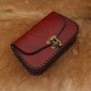 Medieval Fantasy Genuine Leather Belt Bag with Embossed Celtic Cross Design