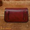 Medieval Fantasy Genuine Leather Belt Bag with Embossed Celtic Cross Design