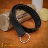 Medieval Leather Belt with Lustrous Steel Ring Buckle