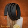 Medieval Leather Belt with Lustrous Steel Ring Buckle
