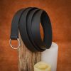 Medieval Leather Belt with Lustrous Steel Ring Buckle