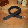 Medieval Leather Belt with Lustrous Steel Ring Buckle