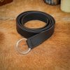 Medieval Leather Belt with Lustrous Steel Ring Buckle