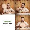 Medieval Wooden Plate Hand Crafted Useful Hardwood Cutlery, approx. 23 cm diameter
