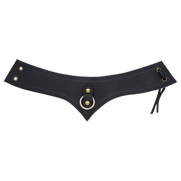 Genuine Leather Accessory with Steel Ring for LARP and Cosplay