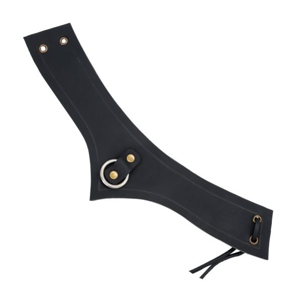 Genuine Leather Accessory with Steel Ring for LARP and Cosplay