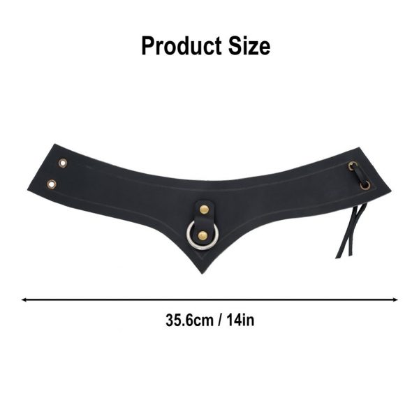 Genuine Leather Accessory with Steel Ring for LARP and Cosplay
