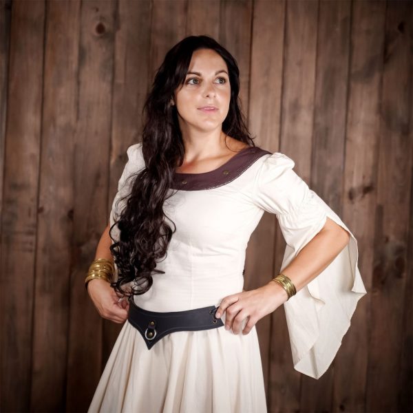 Genuine Leather Accessory with Steel Ring for LARP and Cosplay