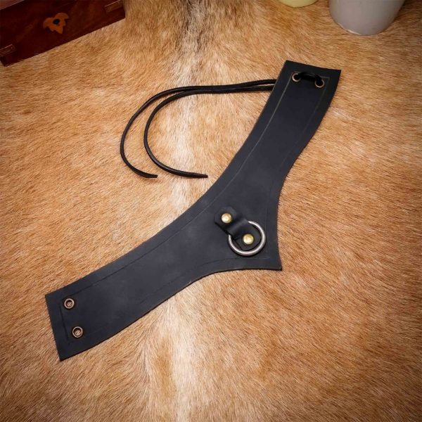 Genuine Leather Accessory with Steel Ring for LARP and Cosplay