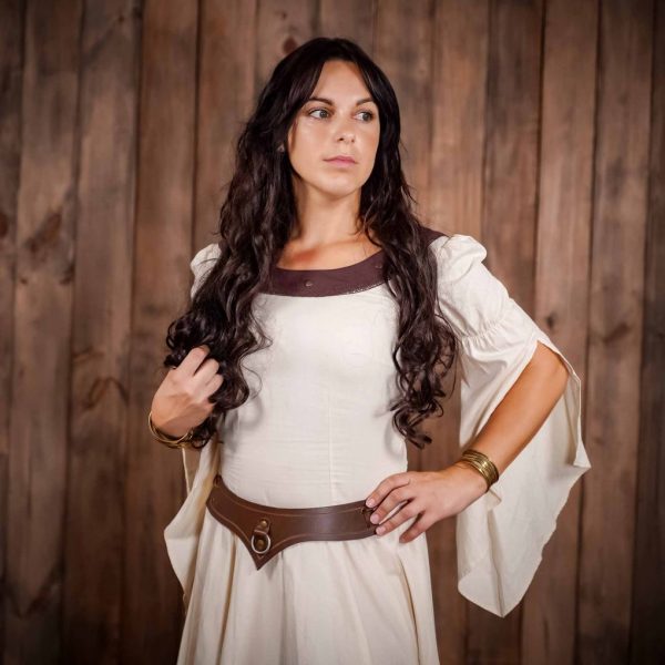 Genuine Leather Accessory with Steel Ring for LARP and Cosplay