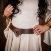 Genuine Leather Accessory with Steel Ring for LARP and Cosplay