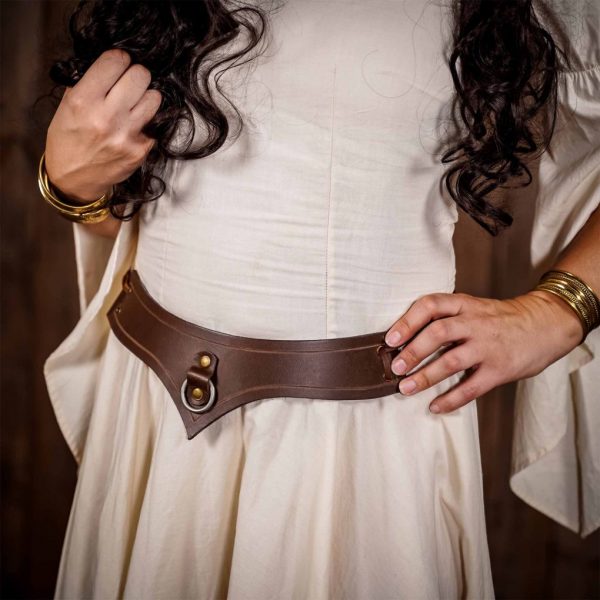 Genuine Leather Accessory with Steel Ring for LARP and Cosplay
