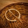 Pure Brass Celtic Penannular Brooch Cloak Pin Clasp