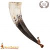 Viking Genuine Blowing Horn / Gjallarhorn with Intricate Lost-wax Cast Bronze Mouthpiece