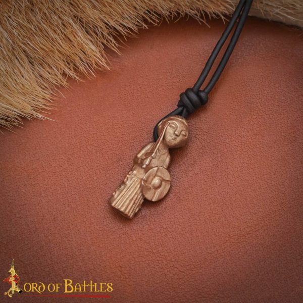 Medieval Pendant Lost Wax Cast Bronze Necklace Valkyrie Glass Lady Norse Style Pendant