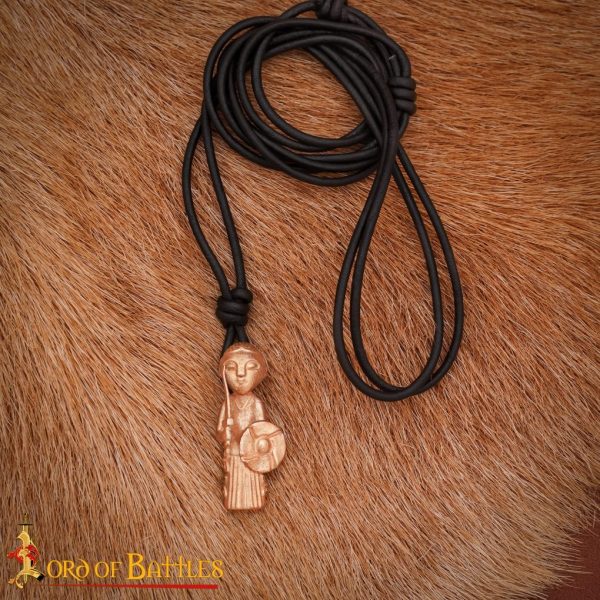 Medieval Pendant Lost Wax Cast Bronze Necklace Valkyrie Glass Lady Norse Style Pendant