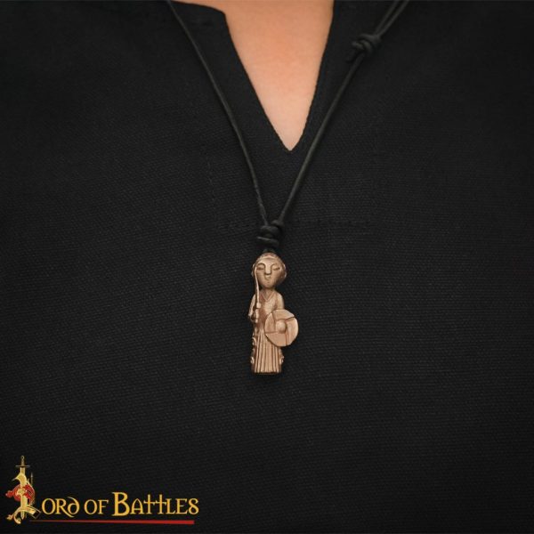 Medieval Pendant Lost Wax Cast Bronze Necklace Valkyrie Glass Lady Norse Style Pendant