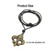 Fleur-de-Lis Pendant With Adjustable Leather Cord Antiqued Brass Accessory
