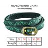 Embossed Green Medieval Handcrafted Leather Belt with Brass Buckle