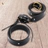 Leather Belt with Lustrous Steel Ring Genuine Leather Sword Hanging Belt