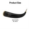 Engraved Twin Ravens Drinking Horn with Brass Fittings Handcrafted Genuine Ox Horn