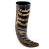 Medieval Viking Drinking Horn with Engraved Designs Handcrafted Genuine Ox Horn