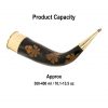 Elfic Drinking Horn With Charred Specks and Brass Fittings Handcrafted Genuine Ox Horn