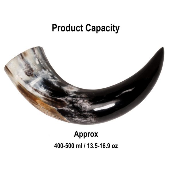 Engraved Rampant Lion Drinking Horn Handcrafted Genuine Ox Horn