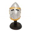 Decorative Pig Face Bascinet Mini Helmet with Chrome Finish and Wooden Stand