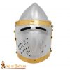 Decorative Pig Face Bascinet Mini Helmet with Chrome Finish and Wooden Stand
